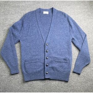 J.J. Cochran Cardigan Men Large Blue‎ Wool Blend Button Front Vintage USA Made